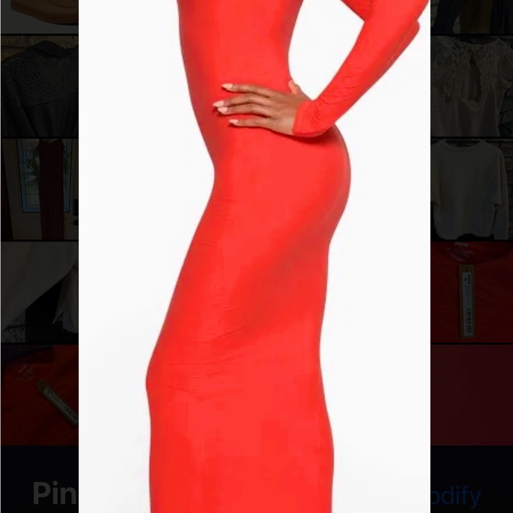 SKIMS Fits Everybody Long Sleeve Maxi Poppy Size S